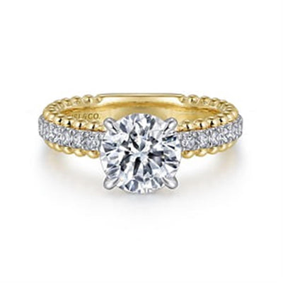 Gabriel - Bujukan Collection 14K White & Yellow Gold 0.26ctw 4 Prong Style Diamond Semi-Mount Engagement Ring