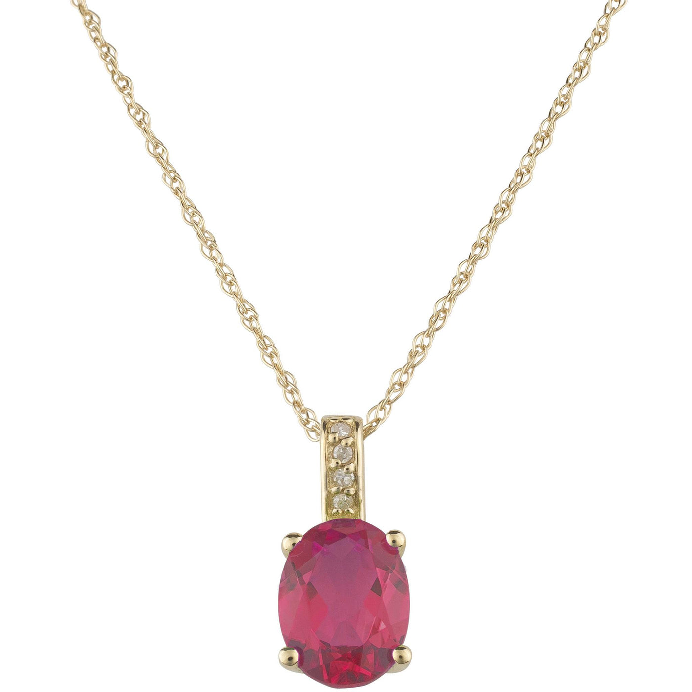 14K Yellow Gold 1.01ctw Solitaire Style Pendant Featuring Ruby and Diamonds