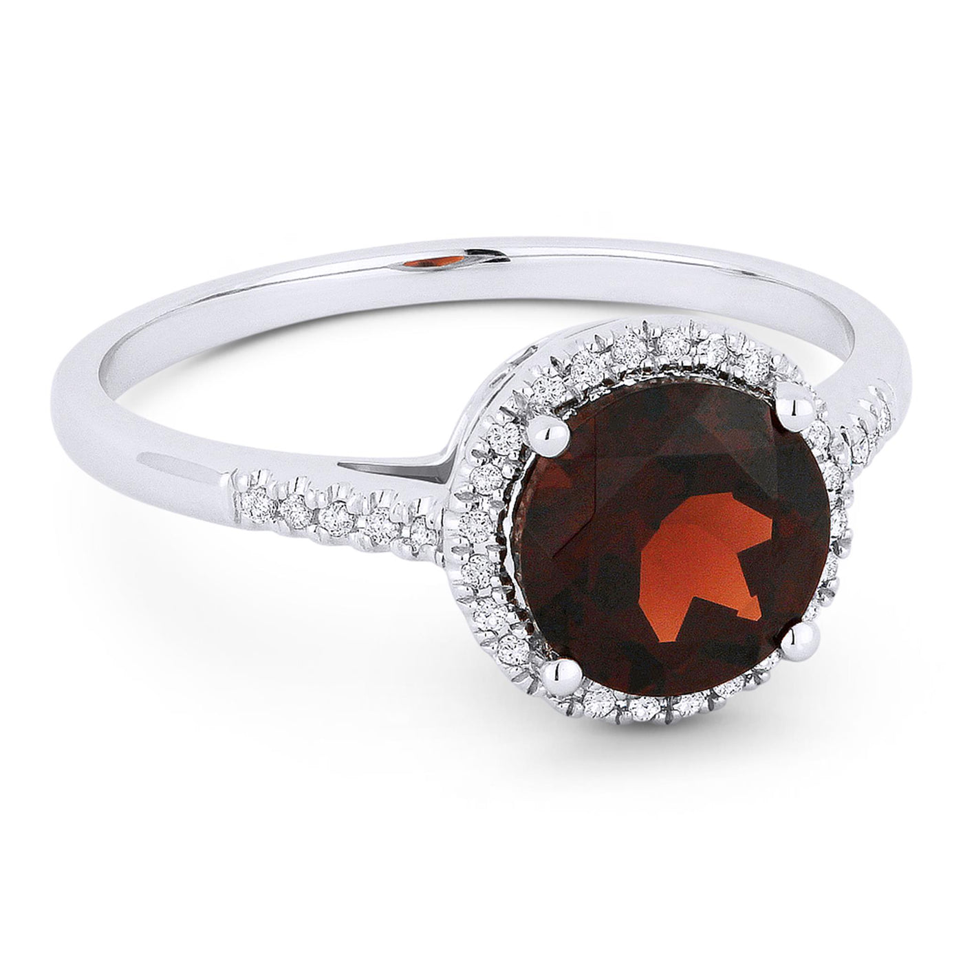 Madison L 14K White Gold 1.70ctw Halo Style Garnet and Diamonds Ring