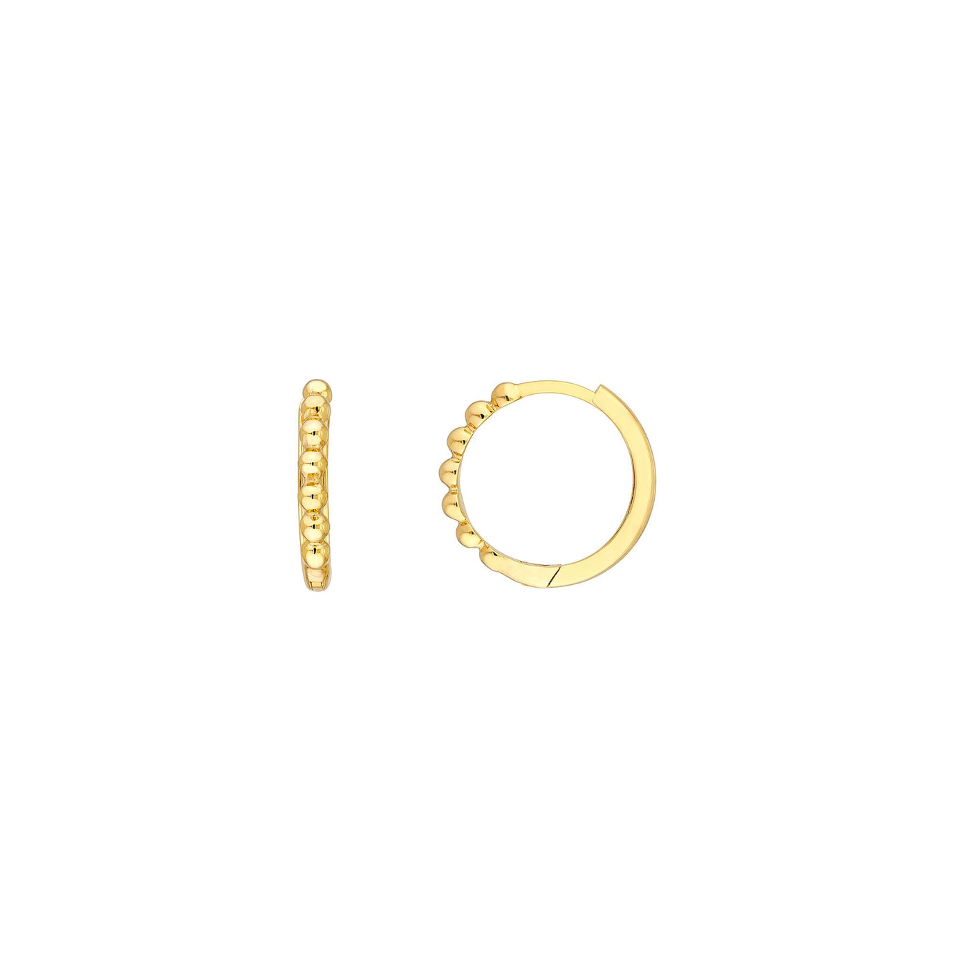 14K Yellow Gold 2mm Fancy Round Hoop Style Earrings