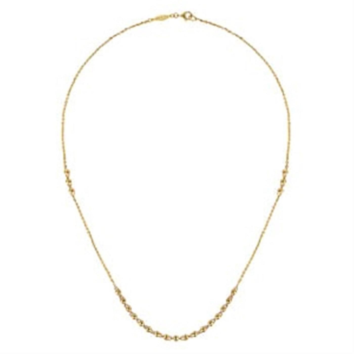 14K Yellow Gold 18" Bead Style Station Necklace