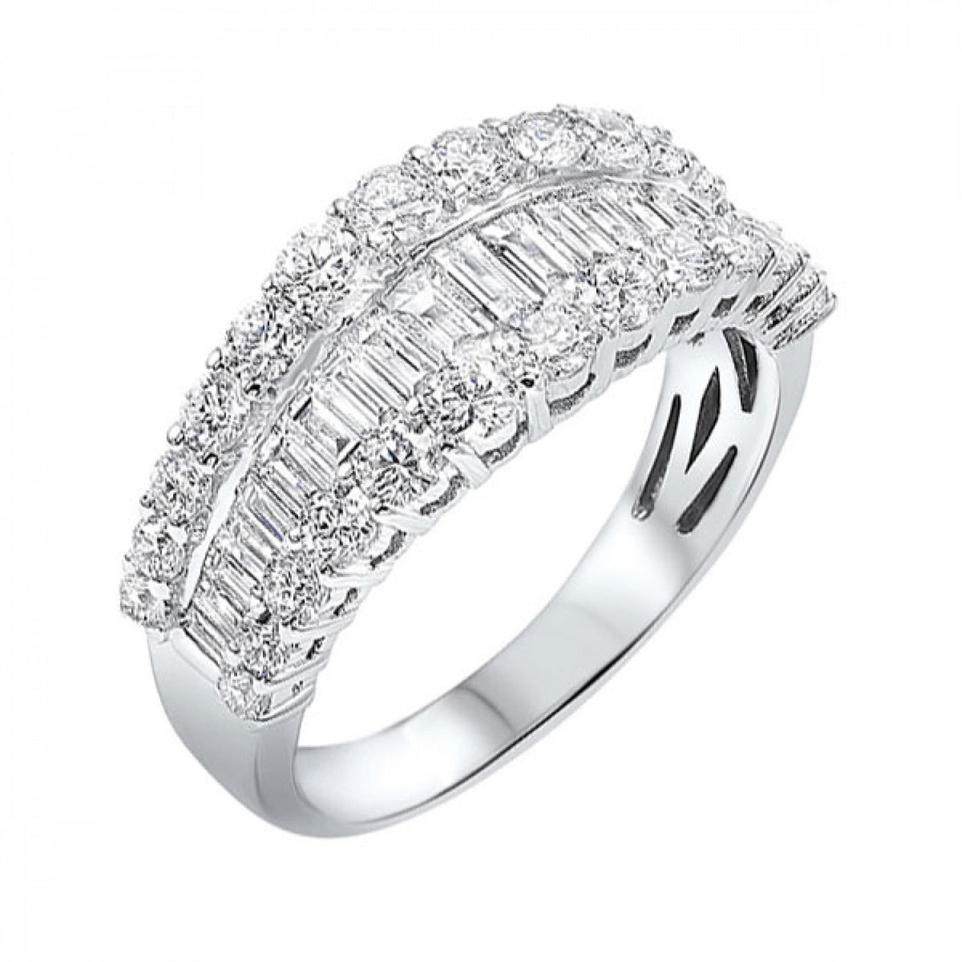 14K White Gold 1.00ctw Bold Statement Diamond Fashion Ring