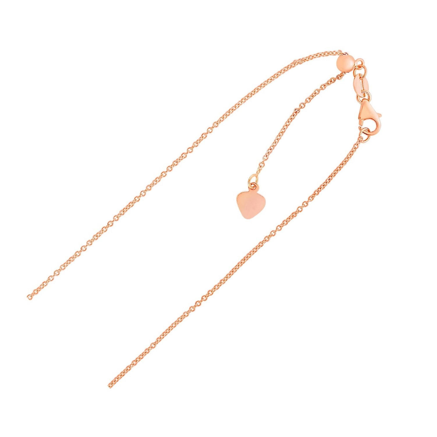 14K Rose Gold 1.05mm 22" Adjustable Cable Link Chain