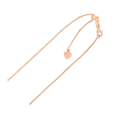 14K Rose Gold 1.05mm 22" Adjustable Cable Link Chain