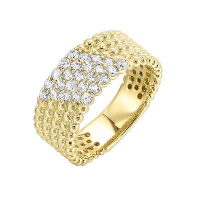 14K Yellow Gold .5ctw Beaded Diamond Fashion Ring