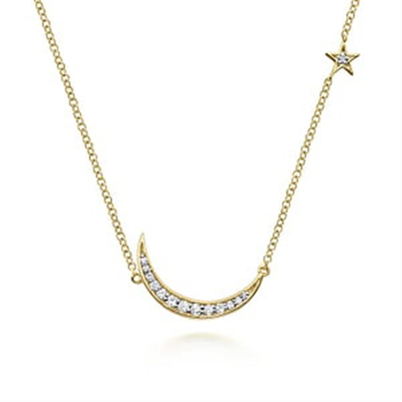 Gabriel 14K Yellow Gold 0.12ctw Celestial Style Necklace