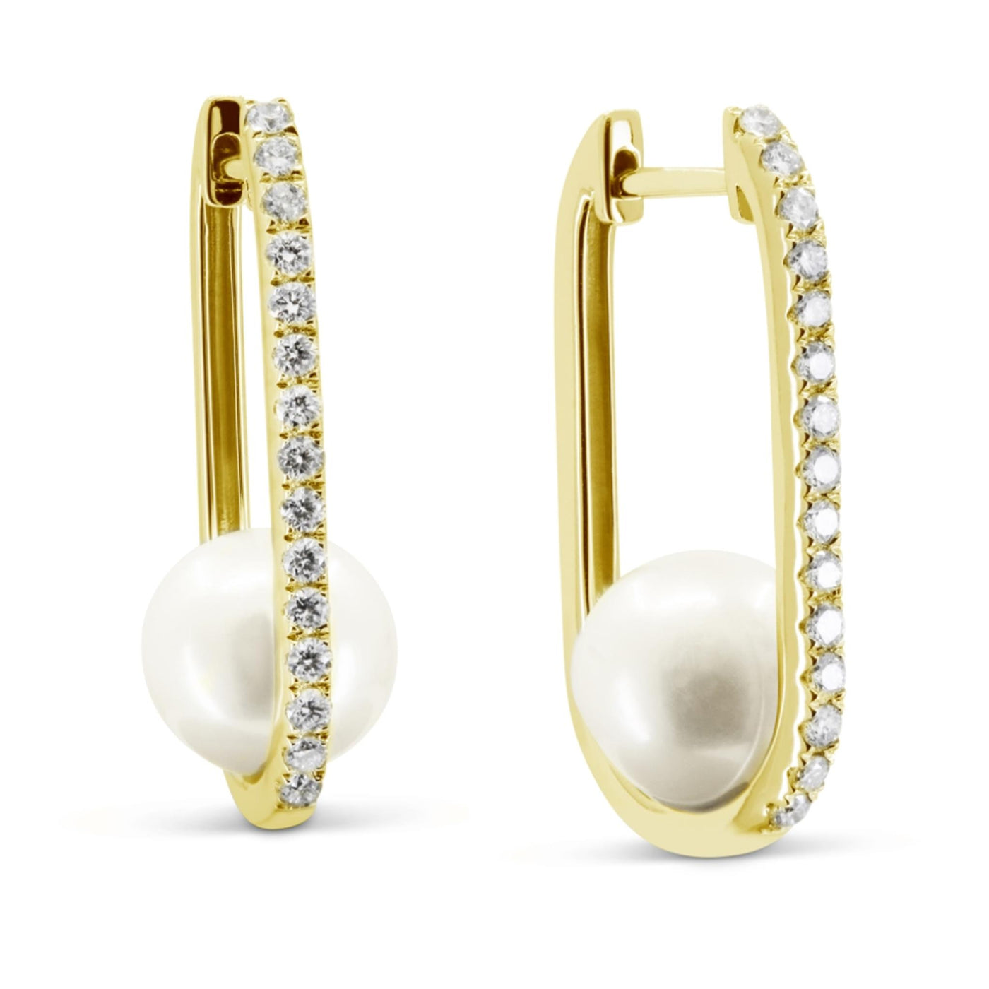 Madison L 14K Yellow Gold 0.36ctw Dangle Style Earrings Featuring Cultured Pearls and Diamonds