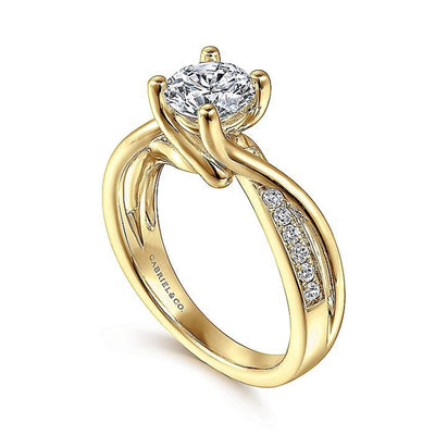Gabriel 14K Yellow Gold .15ctw 4 Prong Style Diamond Semi-Mount Engagement Ring