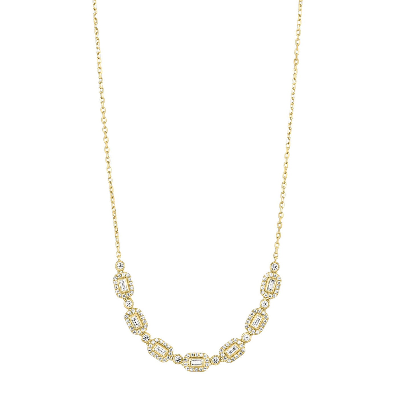 14K Yellow Gold .50ctw Station Style Necklace