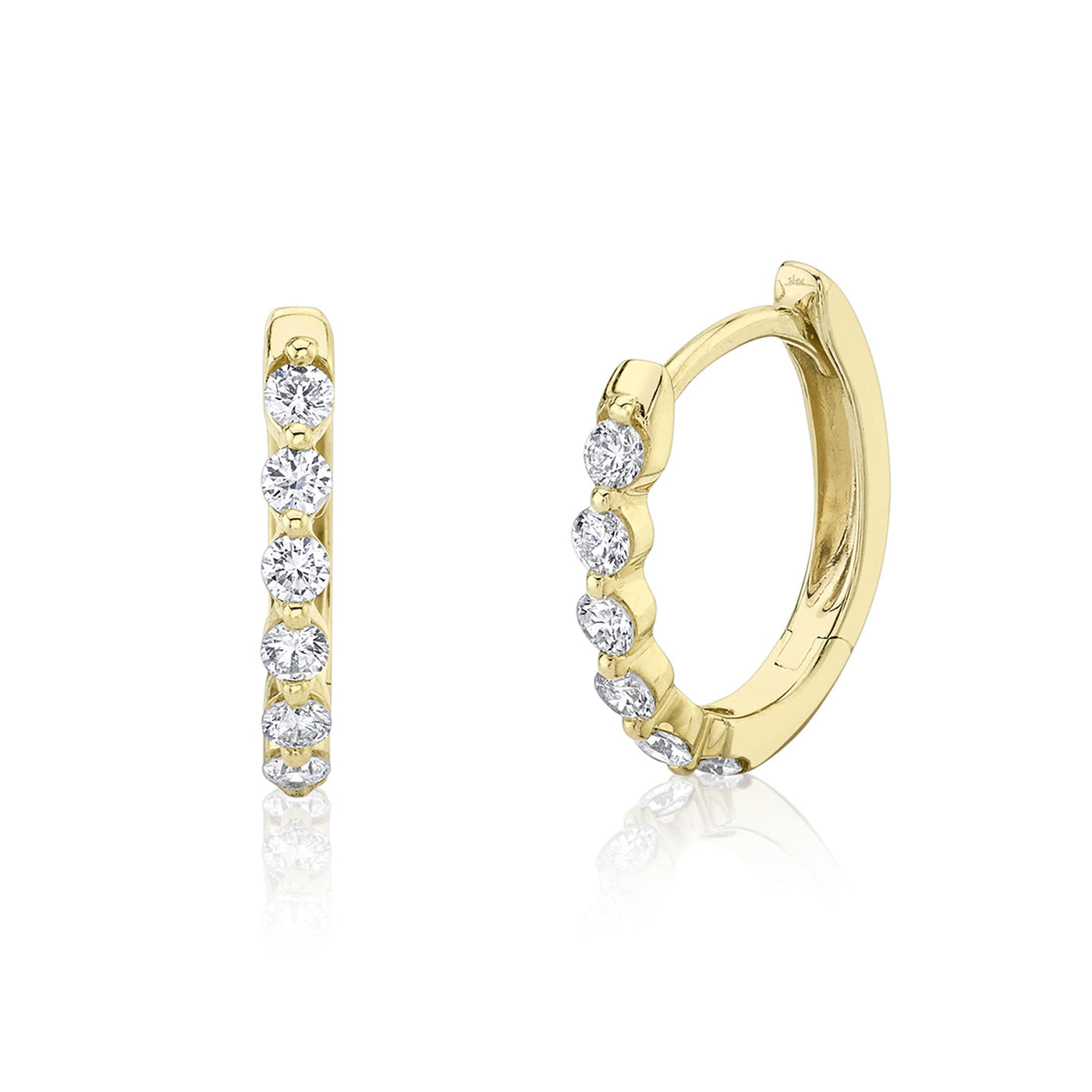 Shy Creation 14K Yellow Gold .26ctw Classic Huggie Style Diamond Earrings