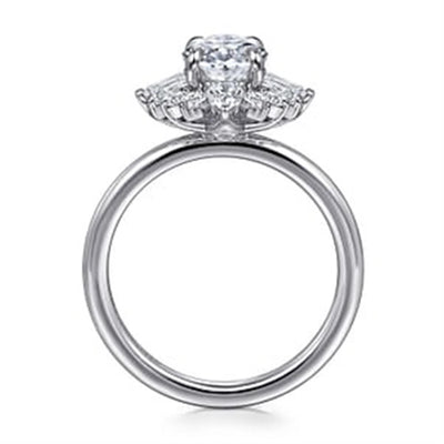 Gabriel - Floral Noveau Collection 14K White Gold 0.64ctw 4 Prong Style Diamond Semi-Mount Engagement Ring