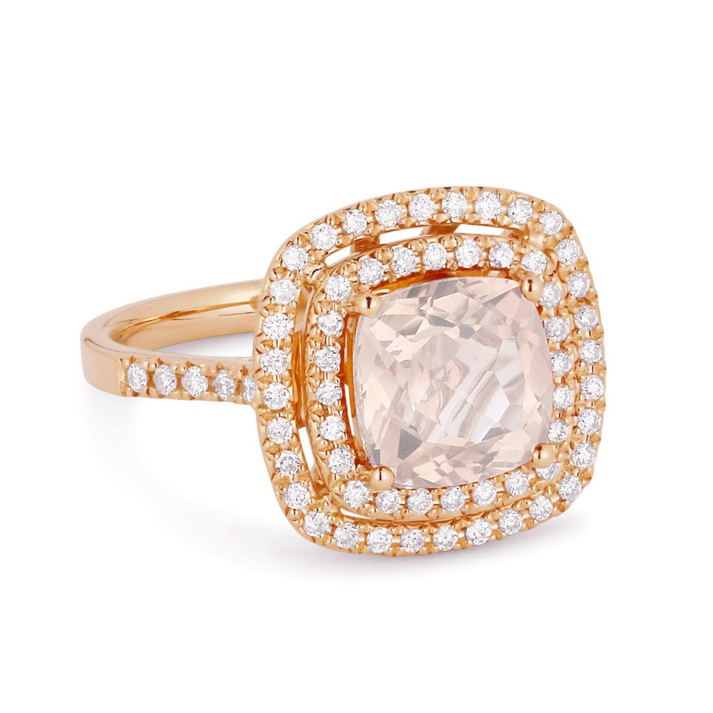 Madison L 14K Rose Gold 2.86ctw Halo Style Created Morganite and Diamonds Ring