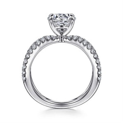 Gabriel - Contemporary Collection 14K White Gold 0.52ctw 4 Prong Style Diamond Semi-Mount Engagement Ring