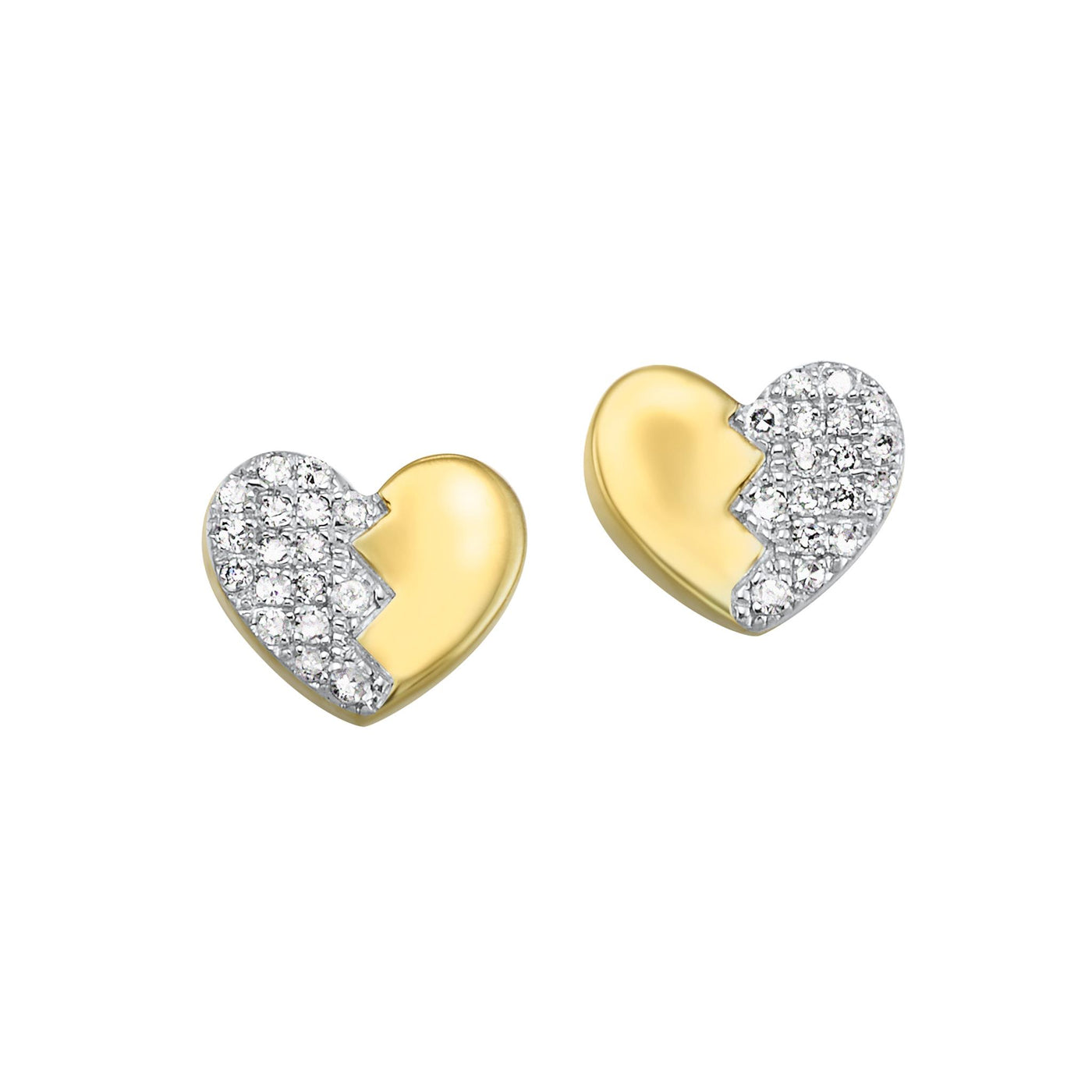 10K Yellow Gold .12ctw Heart ContemporaryStyle Diamond Earrings