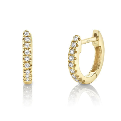 Shy Creation 14K Yellow Gold .04ctw Classic Huggie Style Diamond Earrings