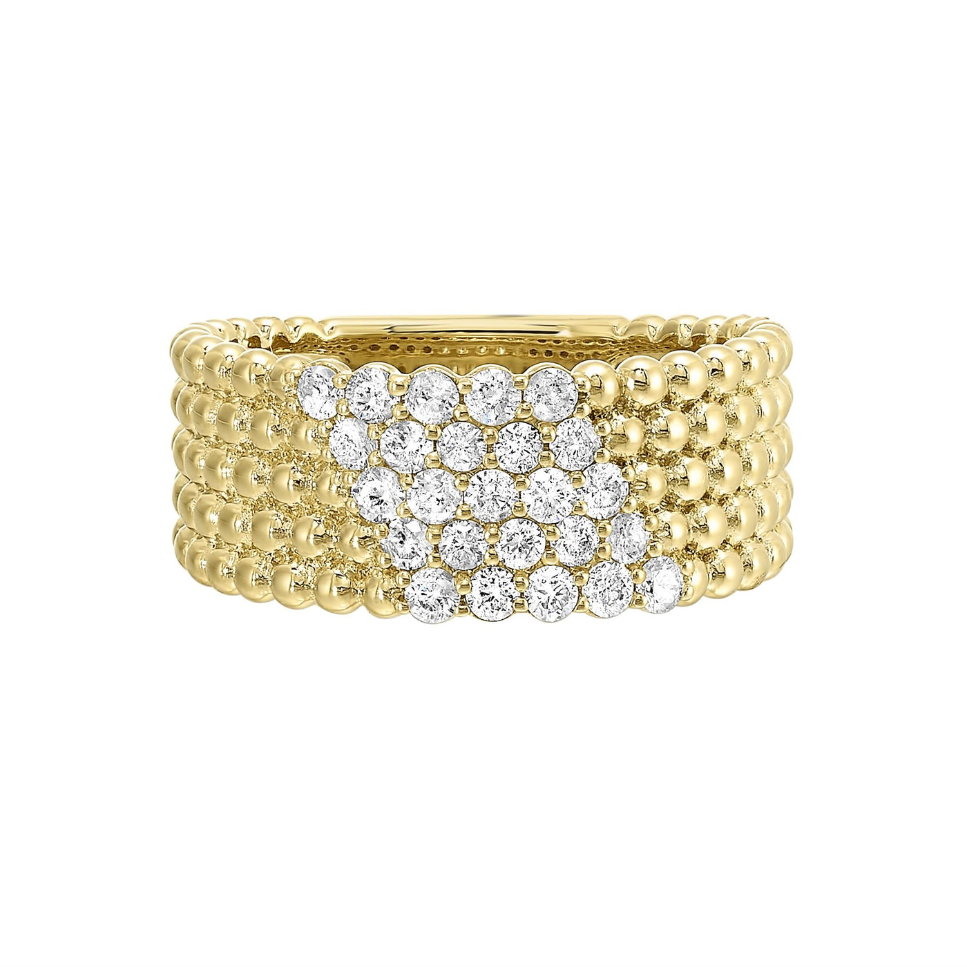 14K Yellow Gold .5ctw Beaded Diamond Fashion Ring