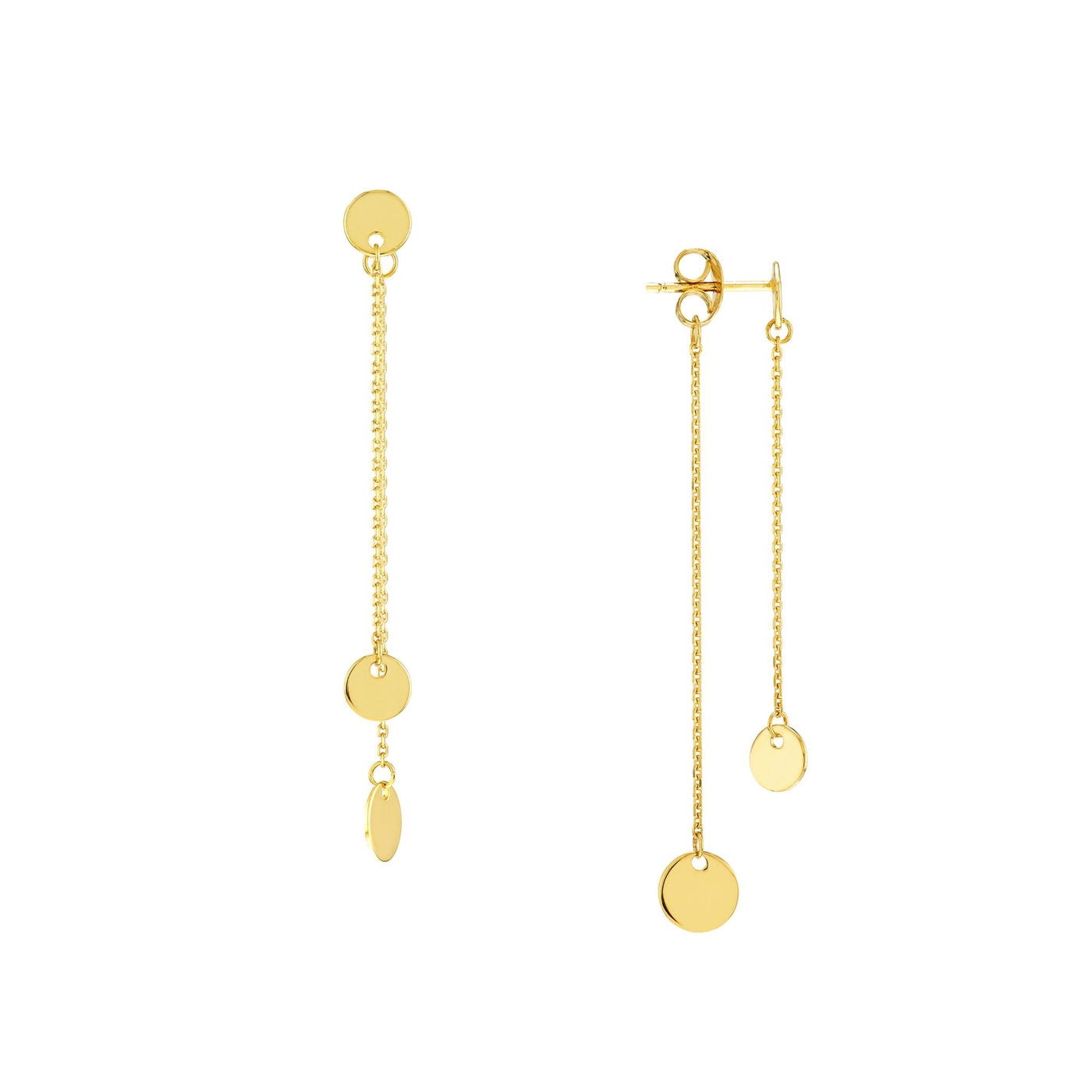 14K Yellow Gold Circle Dangle Style Earrings
