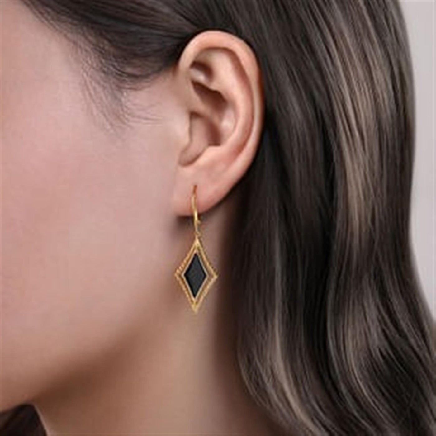 Gabriel 14K Yellow Gold 1.72ctw Bujukan Style Various Shapes Onyx Earrings