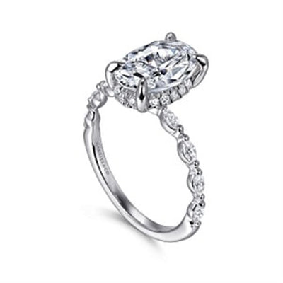 Gabriel - Contemporary Collection 14K White Gold 0.34ctw 4 Prong Style Diamond Semi-Mount Engagement Ring