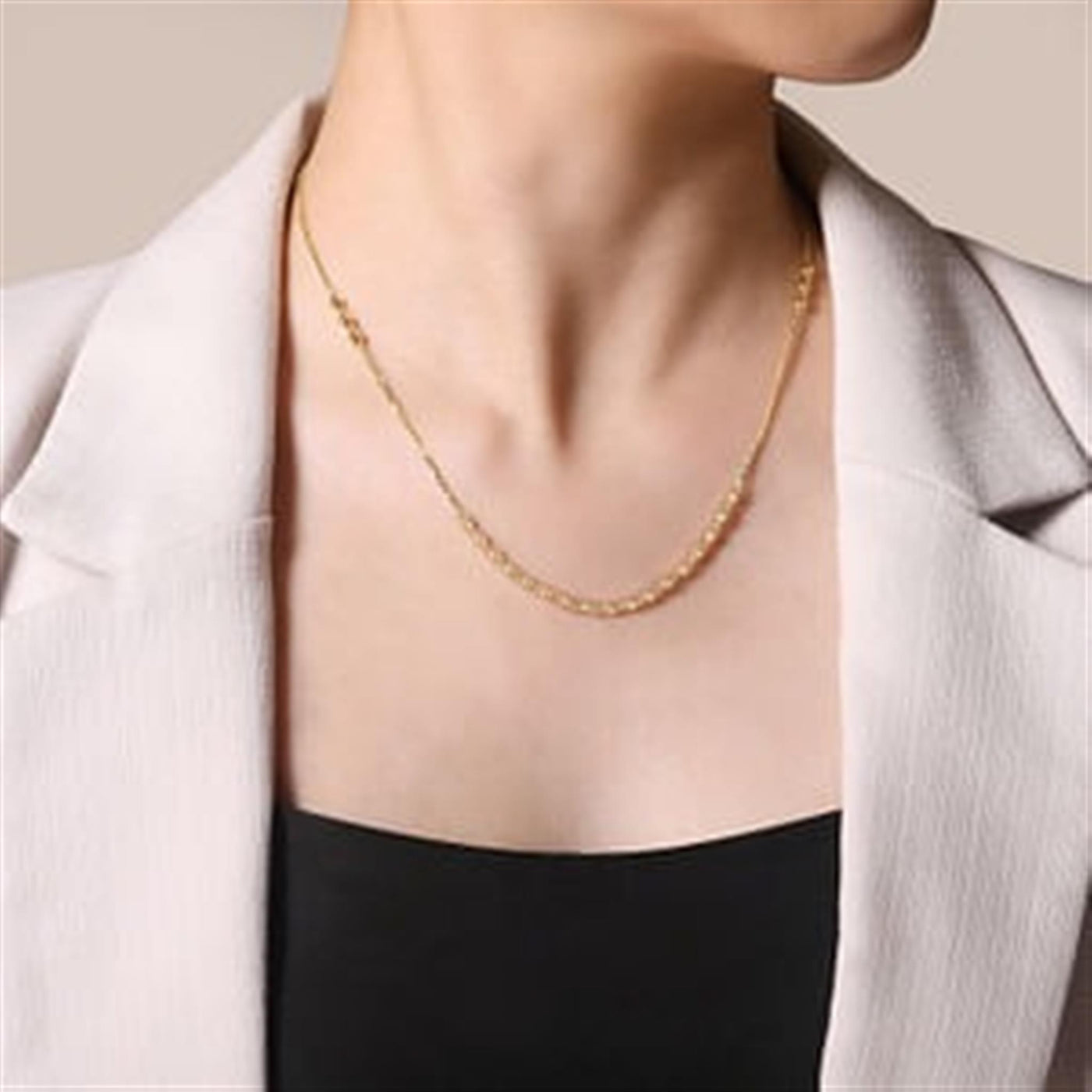 14K Yellow Gold 18" Bead Style Station Necklace