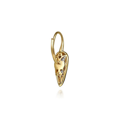 Gabriel 14K White & Yellow Gold 0.14ctw Fancy Huggie Dangle Style Diamond Earrings