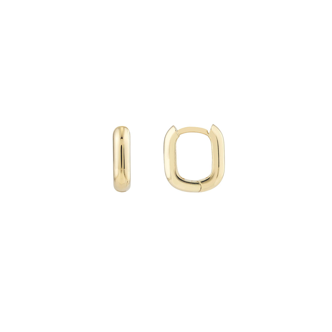 14K Yellow Gold 12mm Paperclip Huggie Style Earrings