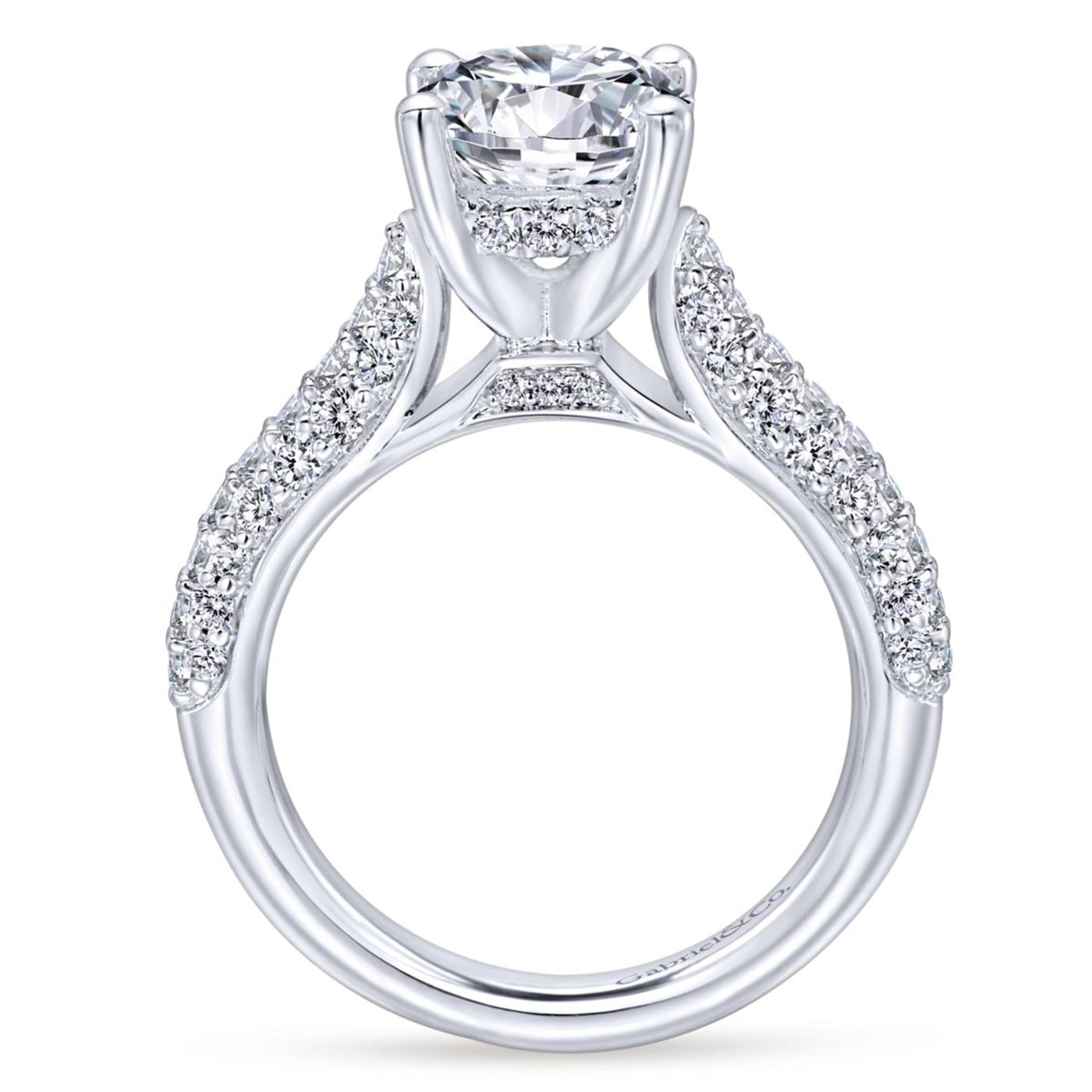Gabriel 14K White Gold .86ctw 4 Prong Style Diamond Semi-Mount Engagement Ring