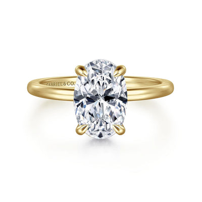 Gabriel - Classic Collection 14K Yellow Gold 0.13ctw Hidden Halo Style Diamond Semi-Mount Engagement Ring
