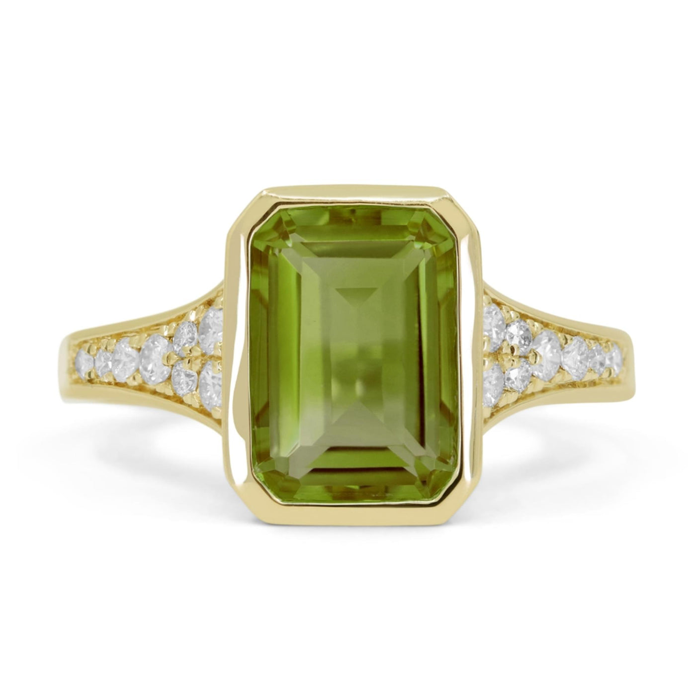 Madison L 14K Yellow Gold 2.79ctw Multi Stone Style Peridot and Diamonds Ring