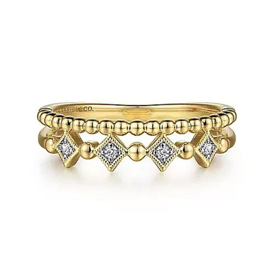 Gabriel 14K Yellow Gold .04ctw Stackable Diamond Fashion Ring