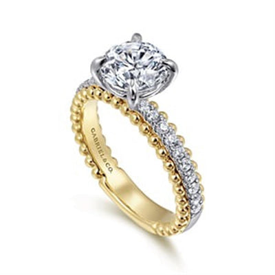Gabriel - Bujukan Collection 14K White & Yellow Gold 0.26ctw 4 Prong Style Diamond Semi-Mount Engagement Ring