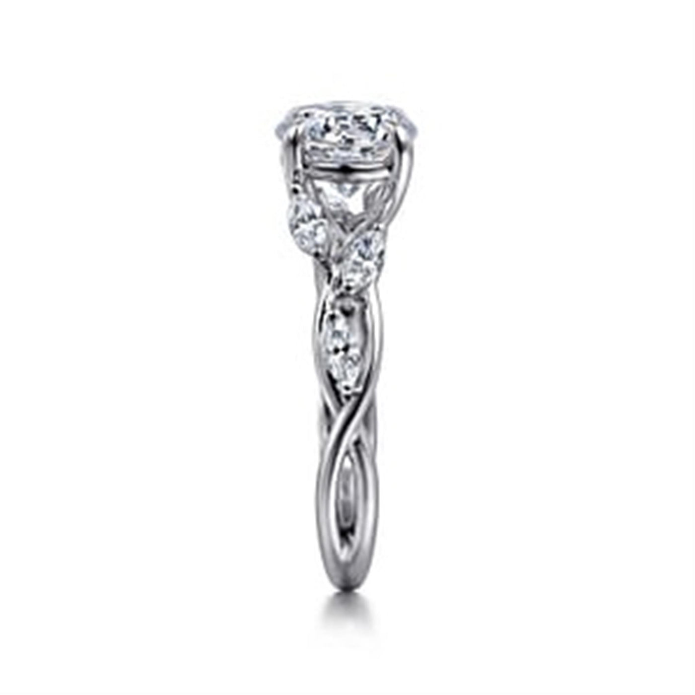 Gabriel - Floral Collection 14K White Gold 0.35ctw 4 Prong Style Diamond Semi-Mount Engagement Ring