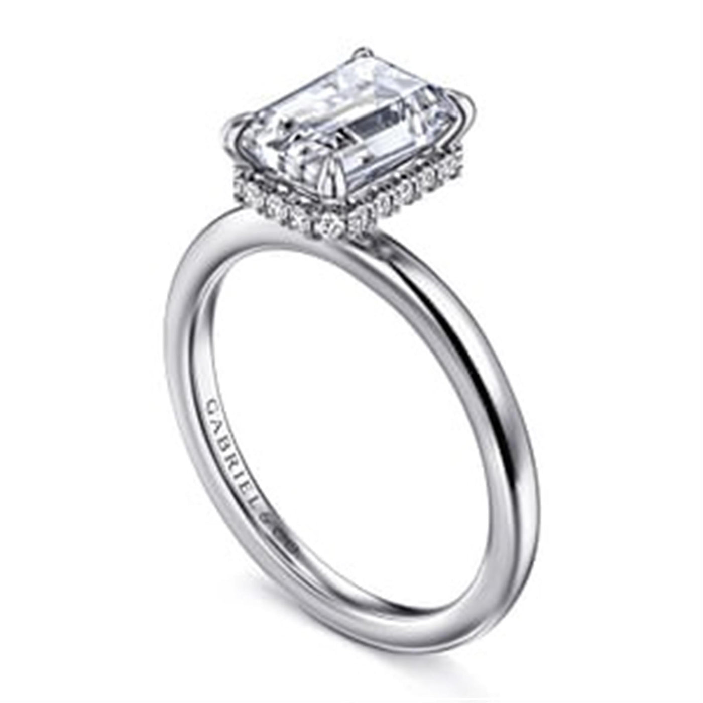 Gabriel - Classic Collection 14K White Gold 0.12ctw Hidden Halo Style Diamond Semi-Mount Engagement Ring