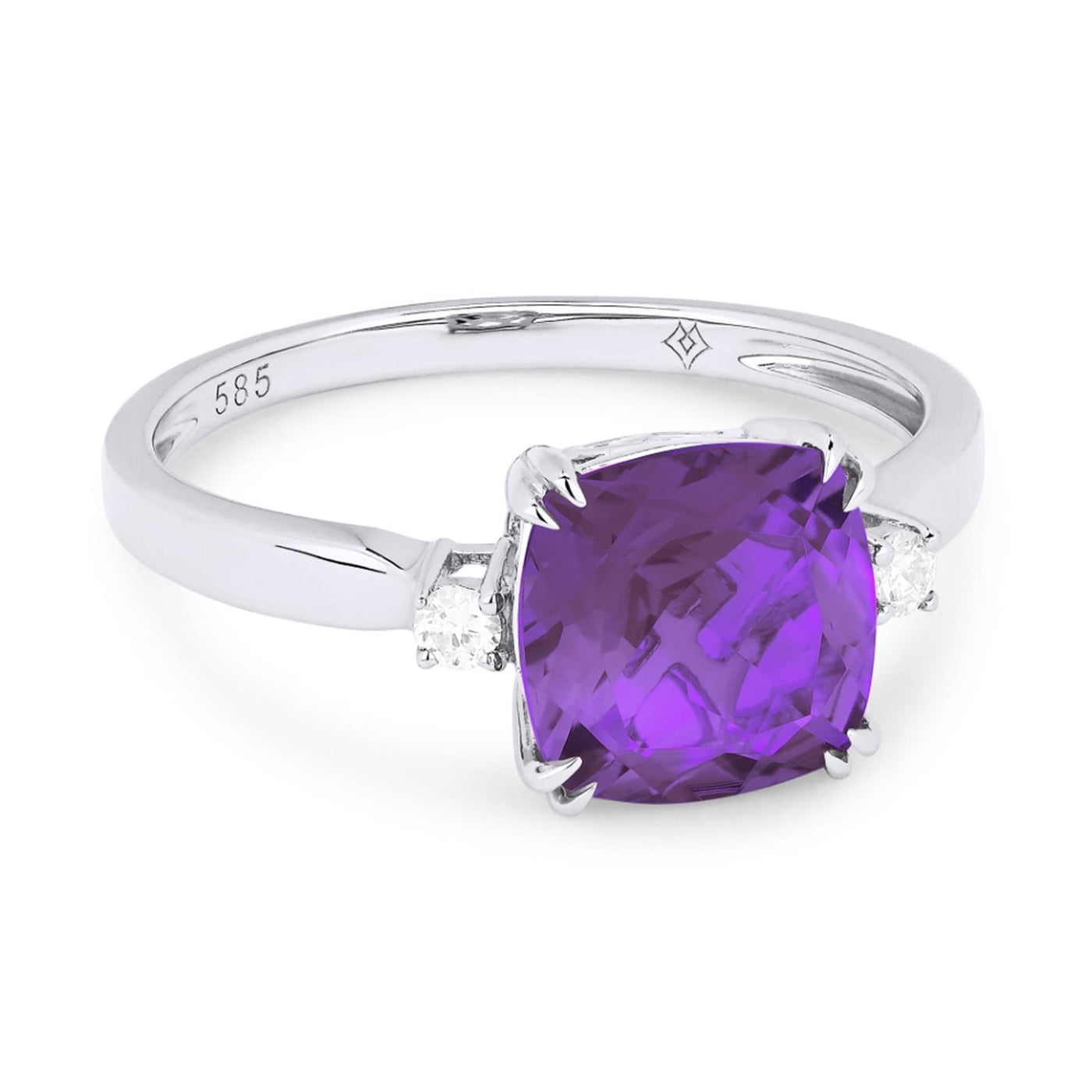 Madison L 14K White Gold 2.39ctw Halo Style Amethyst and Diamonds Ring