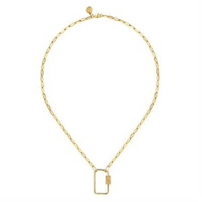 14K Yellow Gold 17" Bujukan Rectangle Style Drop Necklace