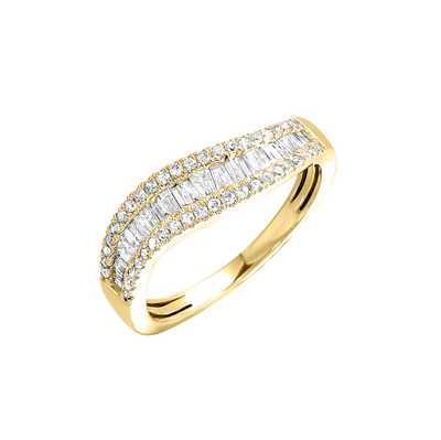 10K Yellow Gold .50ctw Ribbon Diamond Fashion Ring