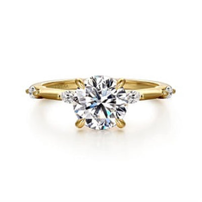 Gabriel - Starlight Collection 14K Yellow Gold 0.16ctw 4 Prong Style Diamond Semi-Mount Engagement Ring