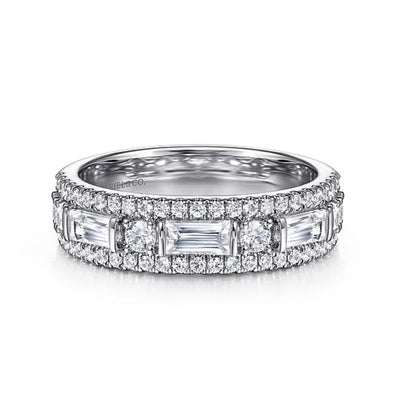 Gabriel 14K White Gold 1.14ctw Bold Statement Diamond Fashion Ring