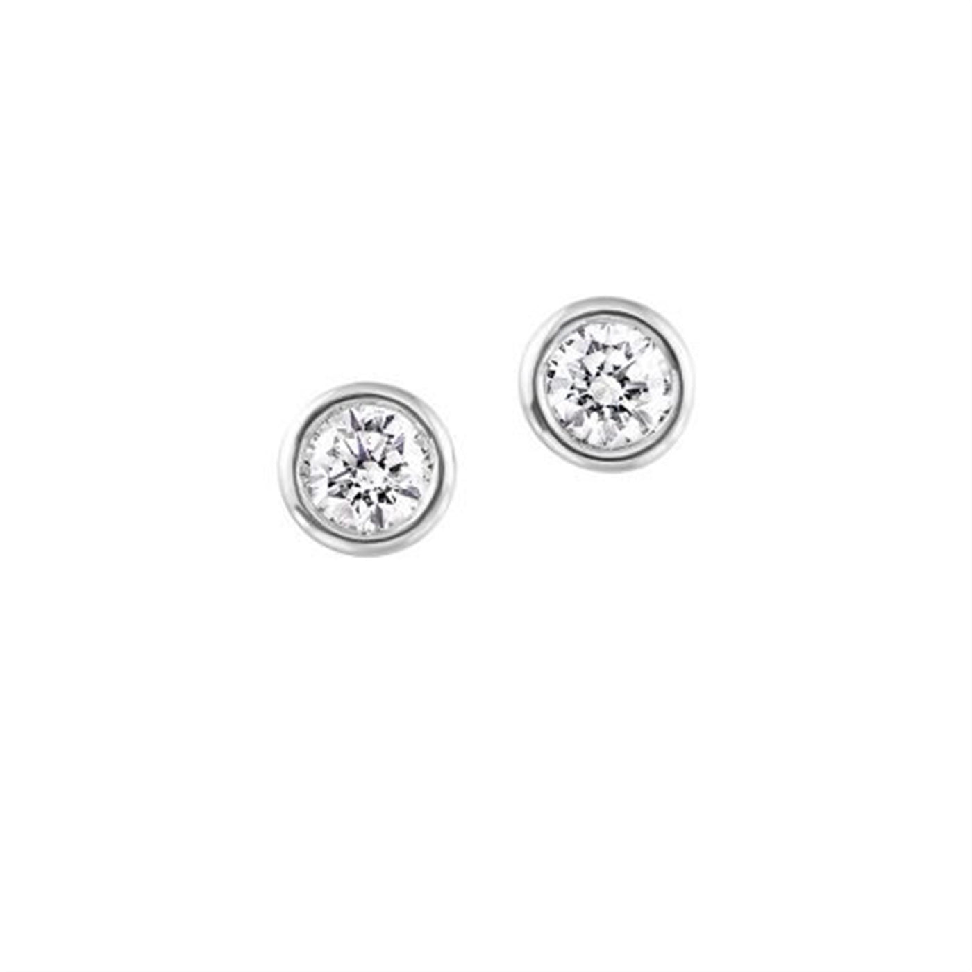 14K White Gold 0.25ctw Contemporary Stud Style Diamond Earrings