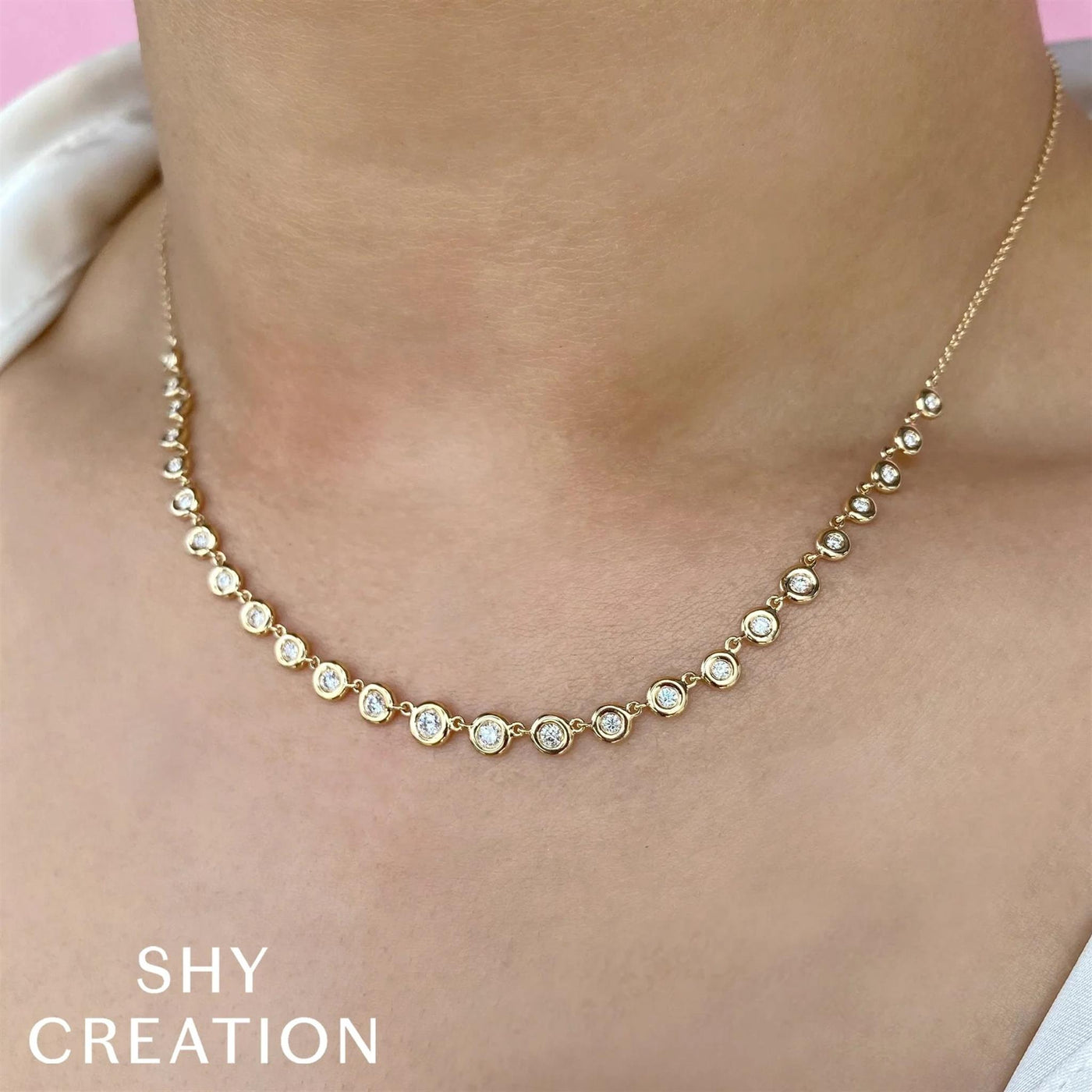 Shy Creation 14K White Gold 0.60ctw Traditional Style Necklace