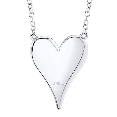 Shy Creation 14K White Gold 0.21ctw Heart Style Necklace