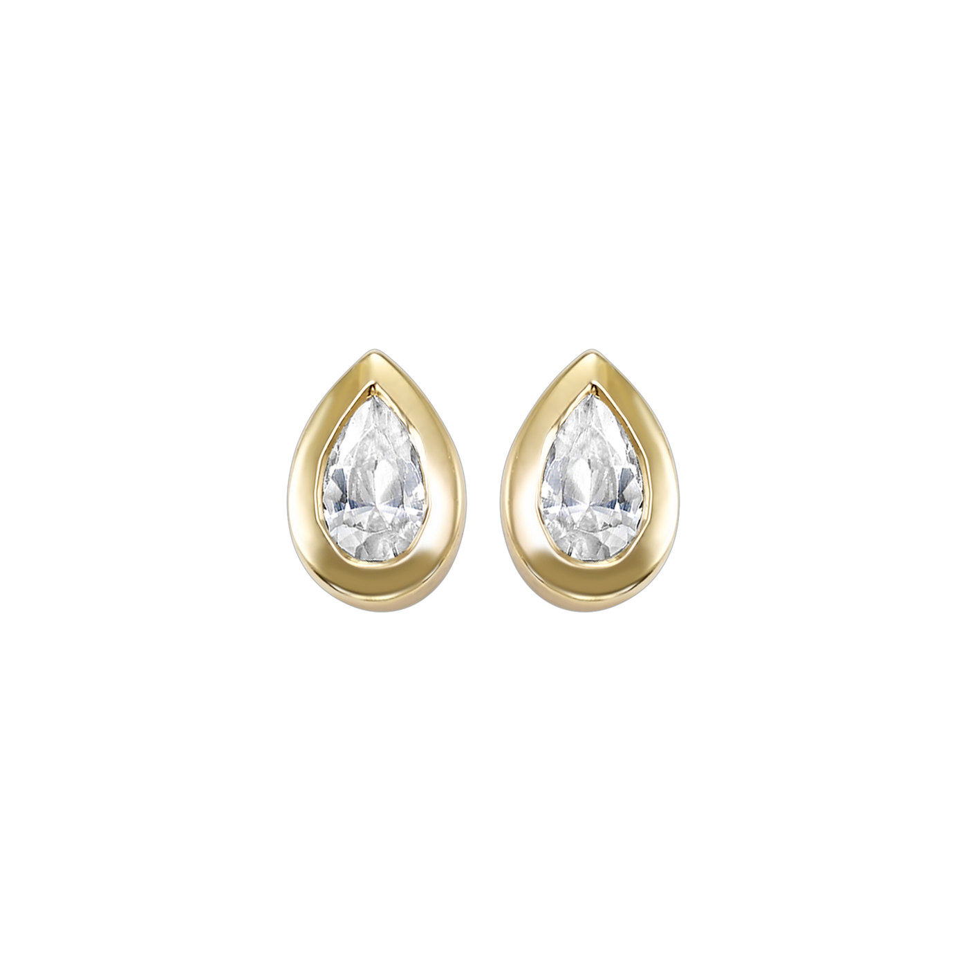 14K Yellow Gold .17ctw Bezel Style Pear Diamond Earrings