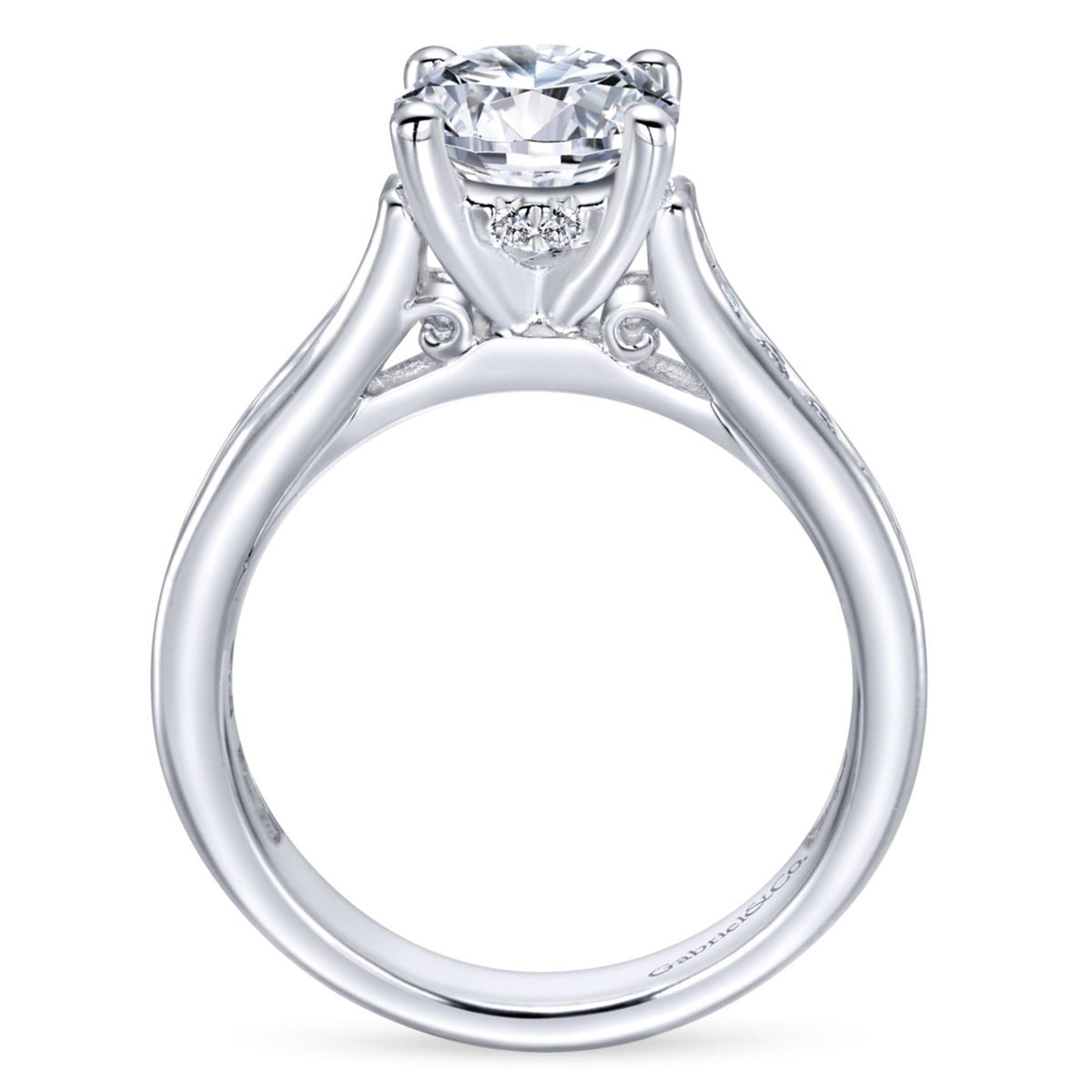Gabriel 14K White Gold .75ctw 4 Prong Style Diamond Semi-Mount Engagement Ring