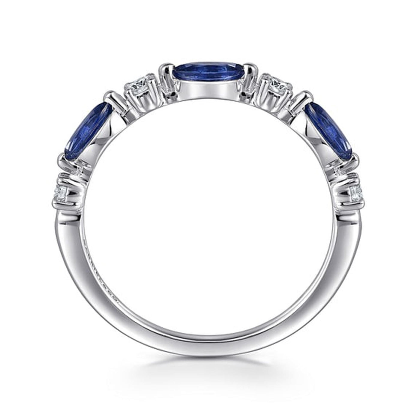 Gabriel 14K White Gold 0.62ctw Multi Stone Style Sapphires and Diamonds Ring