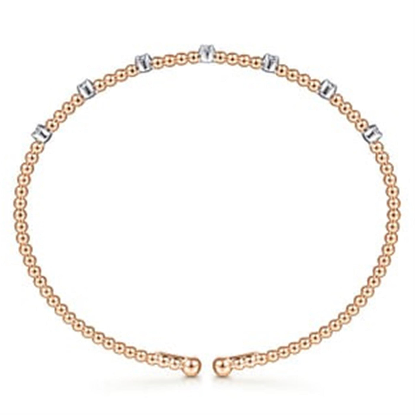 Gabriel 14K White & Rose Gold 0.21ctw 6.25" Bangle Style Diamond Bracelet