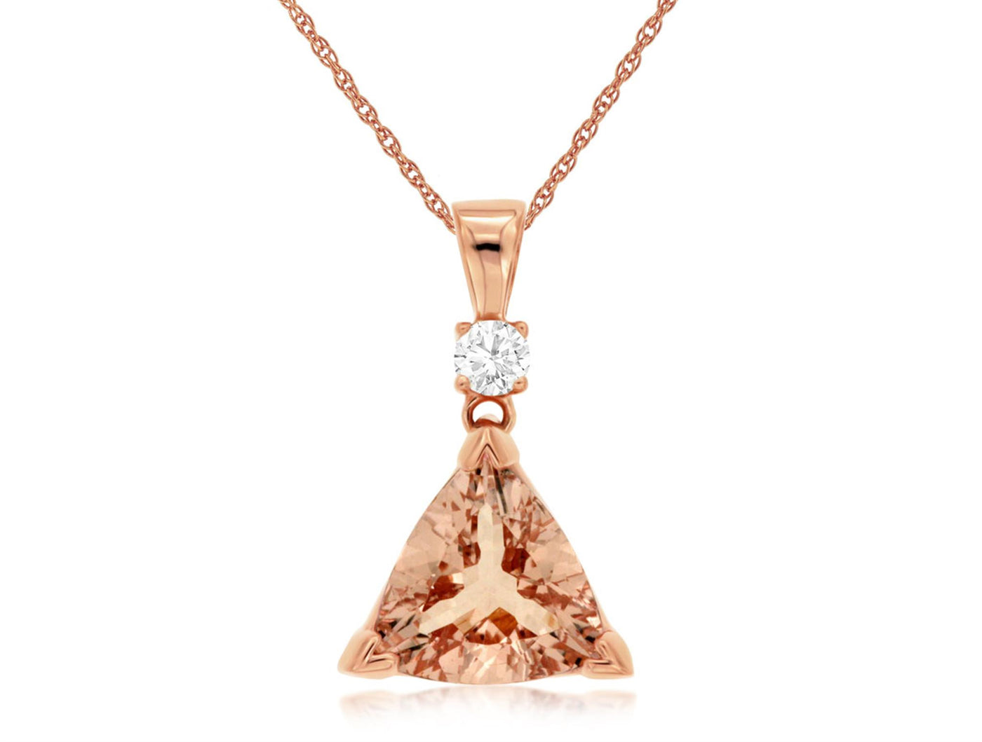 14K Rose Gold 2.1ctw Geometric Style Morganite Necklace