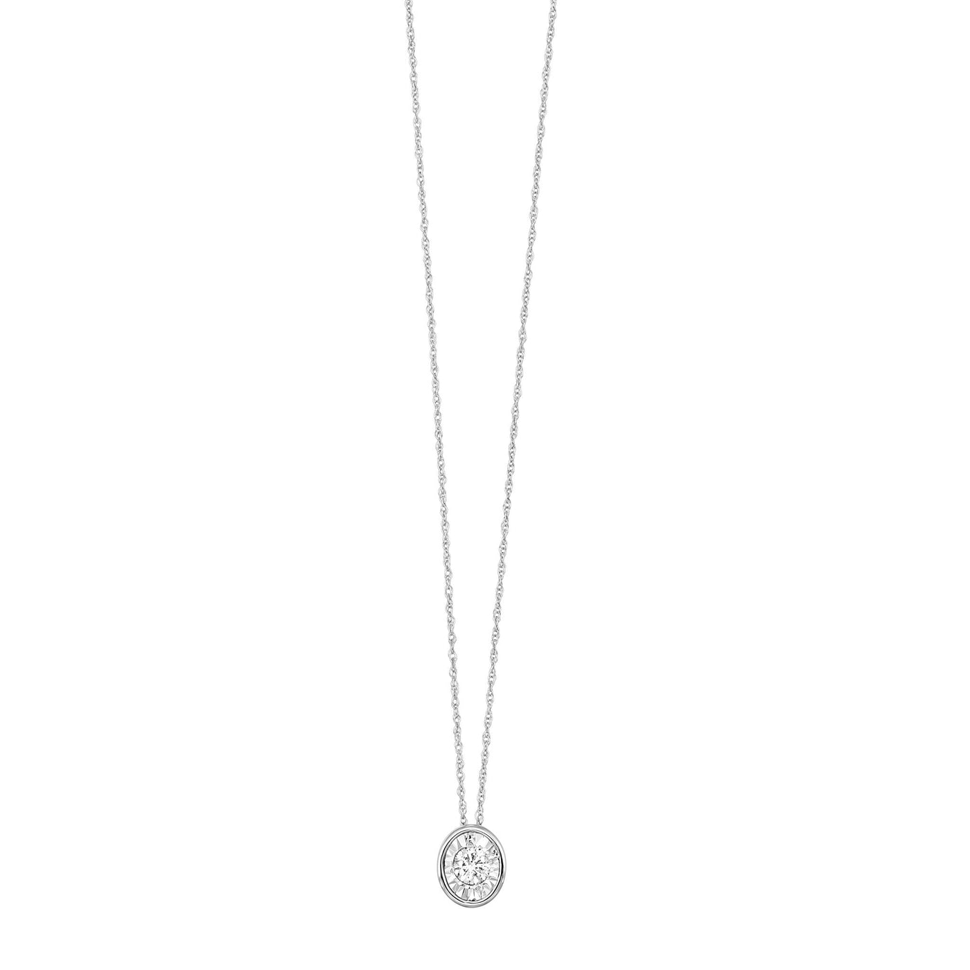 14K White Gold .13ctw Oval Style Pendant