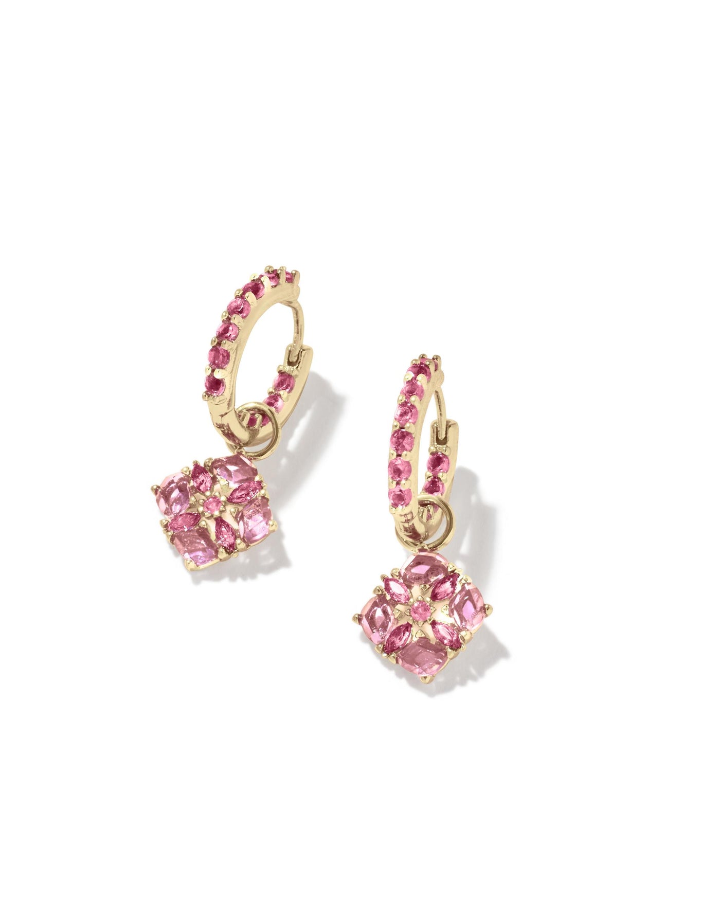 Gold Tone Earrings Featuring Pink Crystal by Kendra Scott