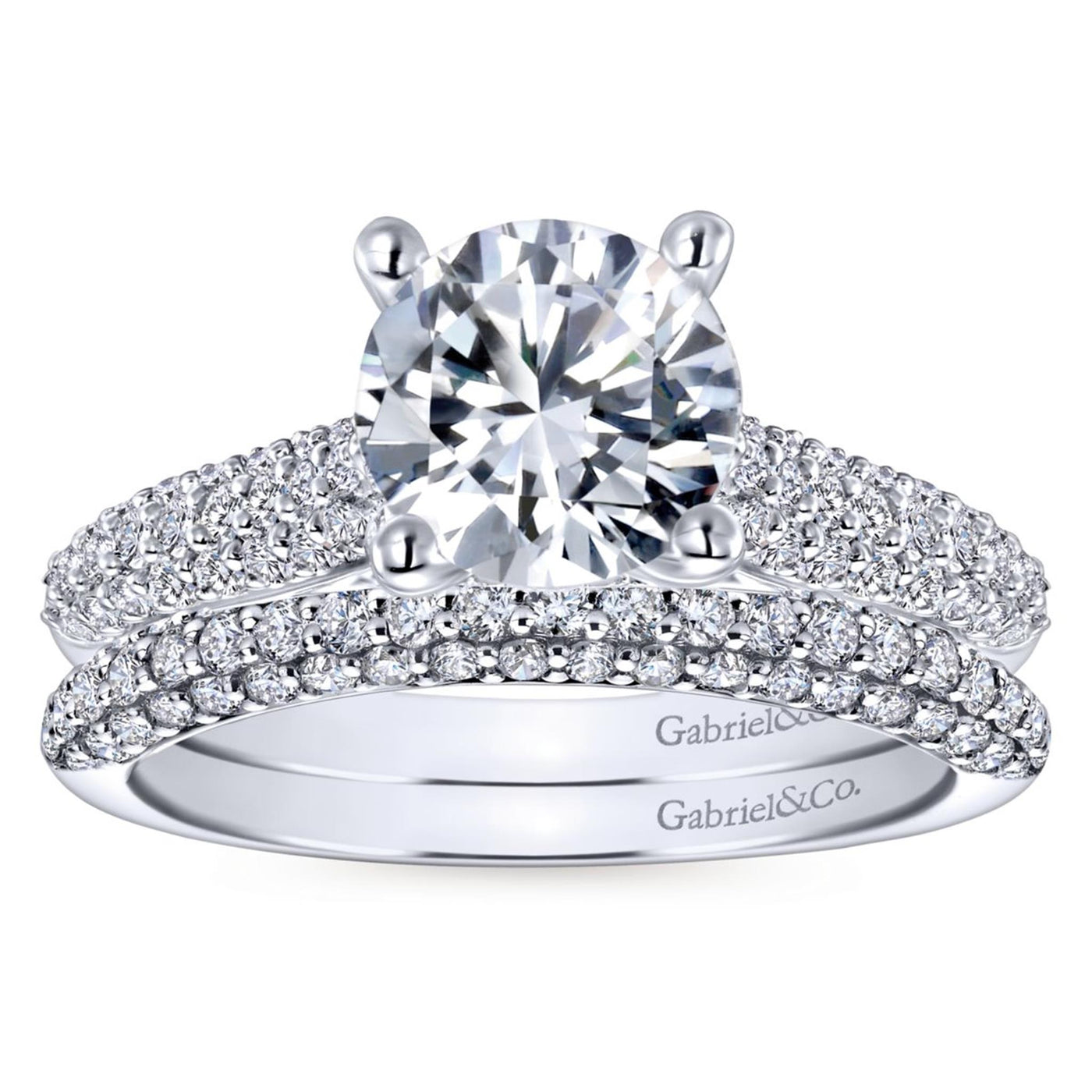 Gabriel 14K White Gold .58ctw 4 Prong Style Diamond Semi-Mount Engagement Ring