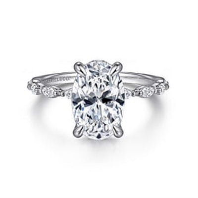 Gabriel - Contemporary Collection 14K White Gold 0.34ctw 4 Prong Style Diamond Semi-Mount Engagement Ring